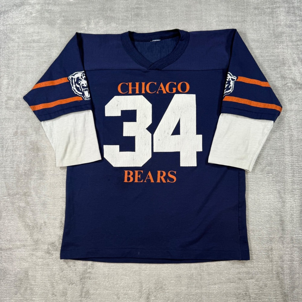 Chicago Bears Shirt Youth Large Navy Walter Payton 34 Vintage 80s Jersey Style